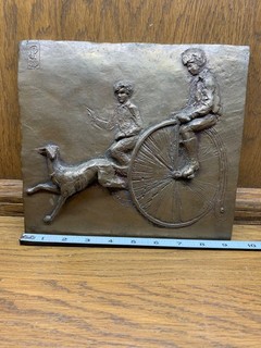 BRONZE WALL PLAQUE SCULPTURE SIGNED "DP" Del Peche #G