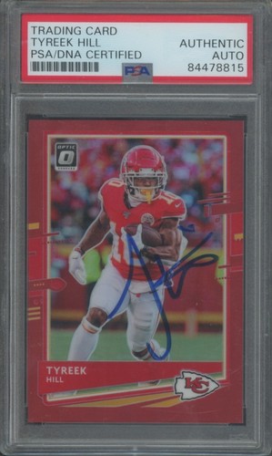 2020 Panini Donruss Optic Tyreek Hill #2 Red Prizm /99 PSA Authentic Auto