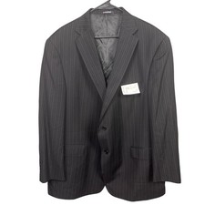 Hart Schaffner Marx Wool Suit Jacket Black Pinstripe Professional Size 50 Office