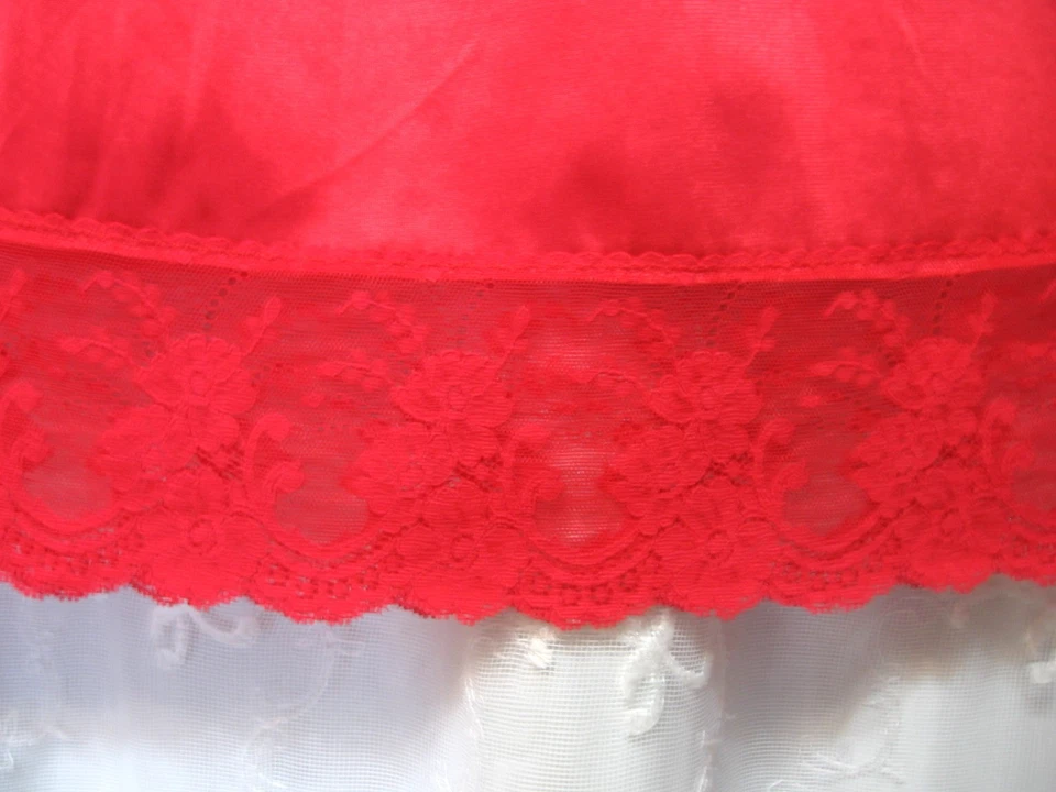 NUEVO DE COLECCIÓN MED ASHLEY TAYLOR ROJO PIMIENTA SEDOSO BRILLANTE 4" ENCAJE FLORAL 27" LG MEDIO DESLIZAMIENTO Foto 3 de 4