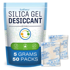 5 Gram 50 Pack Silica Gel Packets, Color Indicating Desiccant - Rechargeable M