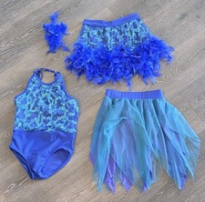 Revolution Dancewear Costume COBALT Blue Sequins Medium Child Jazz Tap Ballet M