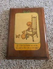 Vintage Holly Hobbie Decoupage Plaque " Love Is" American Greetings