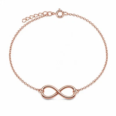 Fußkette Fußkettchen Unendlich 925 Silber Rosegold Damen verstellbar - Bild 1 von 4