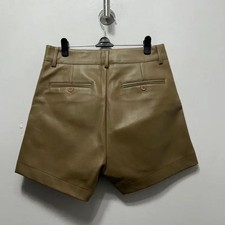 Vintage Khaki Brown Leather Shorts - One Size