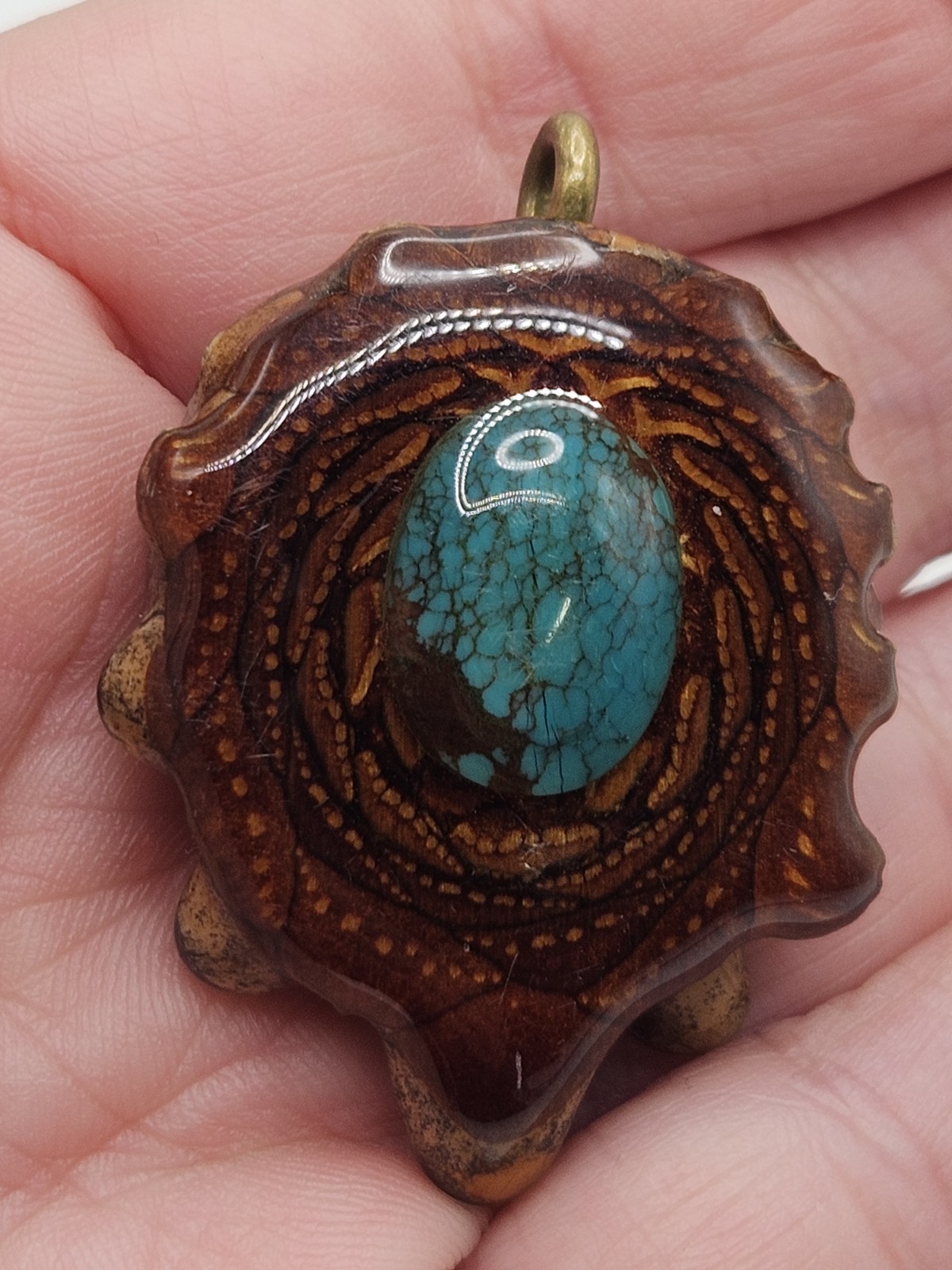 Handcrafted Third Eye Pinecone Turquoise Pendant - image 6
