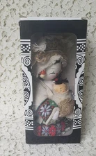 Chinese Doll With Baby Ethnic Minority Wood Beaded Hat And Kimono W Trim Beads