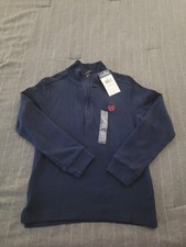 Boys Chaps Navy Blue 1/4 Zip Pullover Sweater With Tags Size 7.