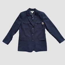 Liz Claiborne Navy Blue Utility Blazer Jacket sz 8 NWT Rayon Blend dark Vintage