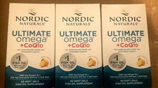 Nordic Naturals Ultimate Omega CoQ10 - 60 Soft Gels - 3 New  Sealed Boxes 2028