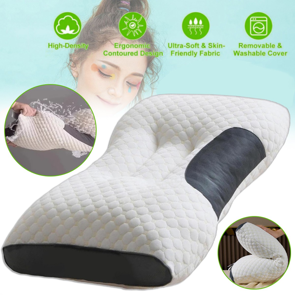 Orthopädisches Kopfkissen Schlafkissen Nackenkissen für Seiten Nackenstützkissen