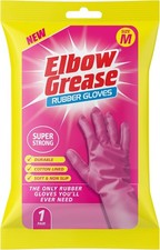 Elbow Grease Pink Rubber Gloves | Super Strong, Cotton Lined, Non-Slip Household