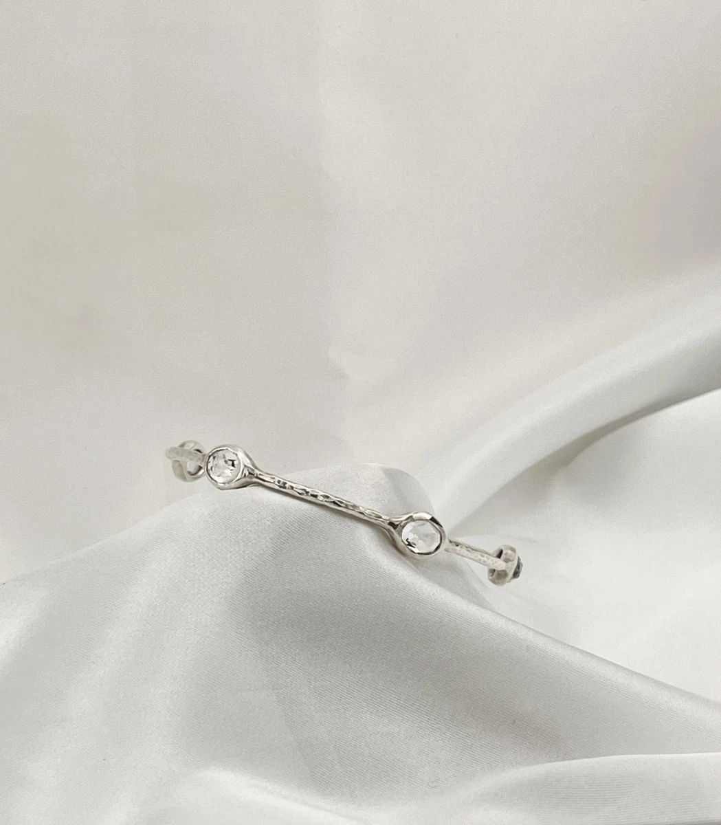 IPPOLITA STERLING SILVER 5 STONE CLEAR QUARTZ ROCK CANDY® BANGLE BRACELET
