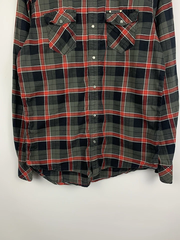 Diesel Shirt Button Up Men’s Size M Plaid Pattern Pocket Luxury Designer Casual - Image 3 of 4