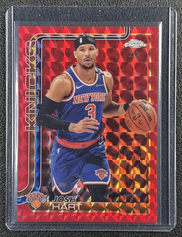 JOSH HART 2025-26 TOPPS CHROME #160 GEOMETRIC RED REFRACTOR 2/5 KNICKS