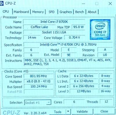 SR3QR - Intel Core i7-8700K 8-Core 3.70GHz (4.70GHz Turbo) LGA1151 Processor CPU