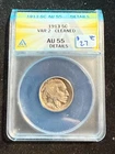 1913 BUFFALO NICKEL VARIETY 2 ANACS AU 55 DETAILS CLEANED