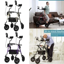 Deluxe OEM ELENKER Rollator Walker Medical Aid Upright Stand Up Wheelchair Walk