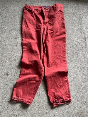 Gloria Vanderbilt Jeans Womens 14 Amanda Straight Red Denim Distressed