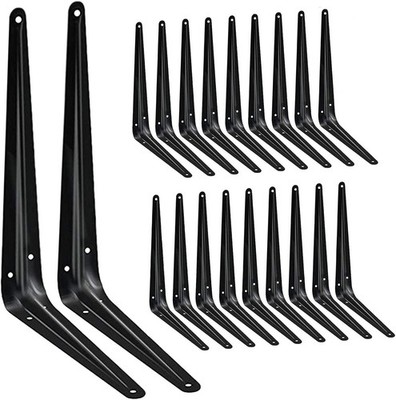 20 Pack Shelf Brackets 12 inches, Heavy Duty 12 x 10 inch- 20 Pack, Black 