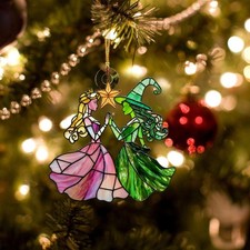 Elphaba and Glinda Stained Glass Effect Christmas Ornament, Wizard of Oz