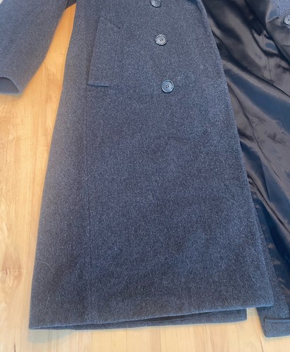 Vintage London Fog Men's 42R Dark Gray 100% Pure Wool Long Trench Coat Made USA - Picture 7 of 23
