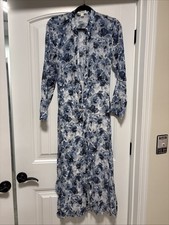 Chelsea & Violet Blue Floral V Neck Maxi Dress Size S 