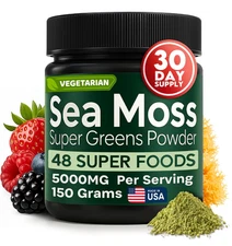 Atlantic Naturals Organic Sea Moss Super Greens Powder - Greens Superfood with 1