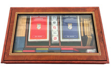 Ensemble de cartes scellées poker bridge noir vintage en bois