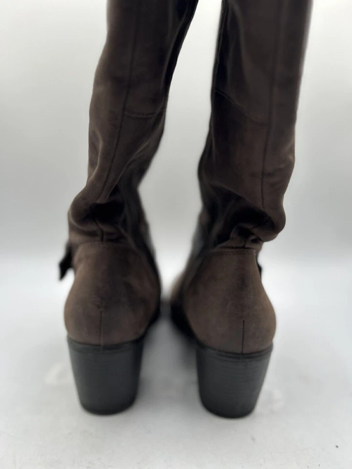 Bota de montar ECCO Shape 55 alta para mujer talla 9 cuero marrón tacón bloque cremallera lateral Foto 3 de 4