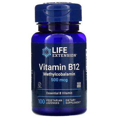 Life Extension, Vitamin B12, Methylcobalamin, 500 mcg, 100 Lutschtabletten