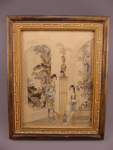Vintage 1939 Print of Chinese Ladies in Original Oriental Frame