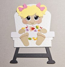 First Food Baby Highchair Girl Blonde Hair. Scrapbook, Card making Paper Piecing
