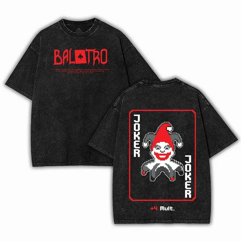 Balatro Joker Pixel Art Double-Sided T-Shirt Vintage Oversize Unisex Tee