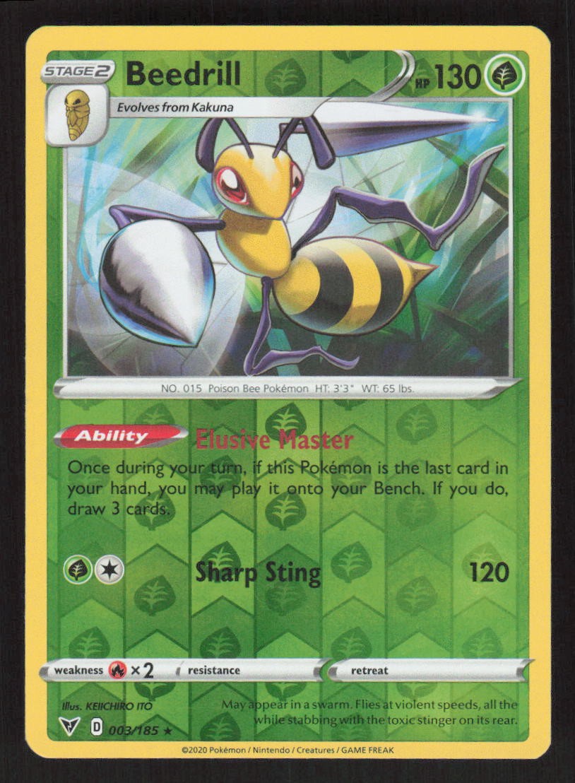 Pokemon TCG Vivid Voltage Reverse Holo Beedrill #003/185