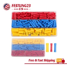 200PCS Insulated Straight Electrical Wire Connectors Butt Splice Crimp Terminals
