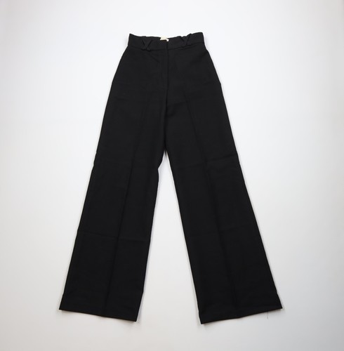 Vintage 60s 70s Streetwear Womens 25 Knit Wide Leg Bell Bottoms Pants Black - Image 1