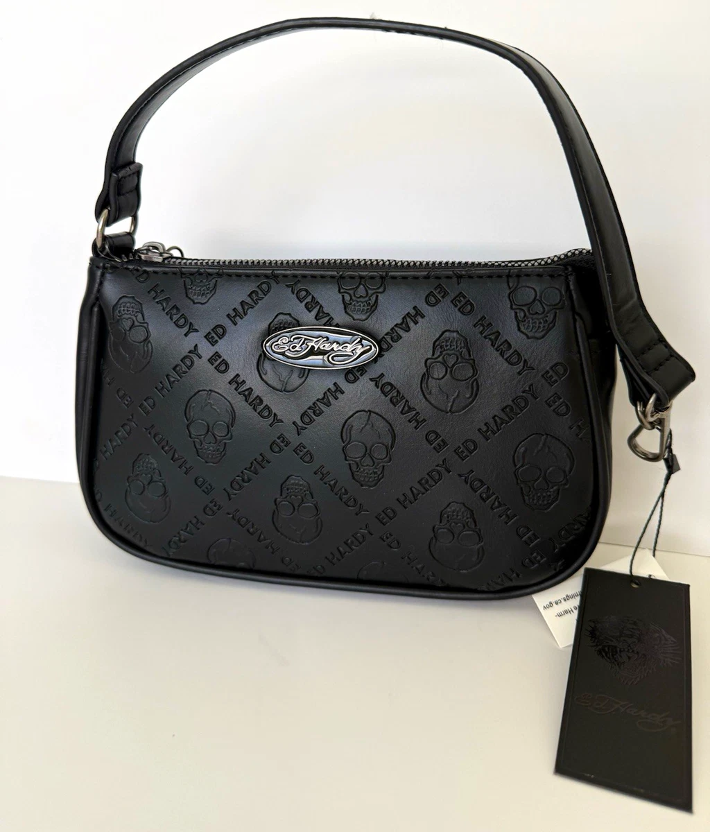 Ed Hardy Zip Faux Leather Exterior Bags & Handbags for Women for