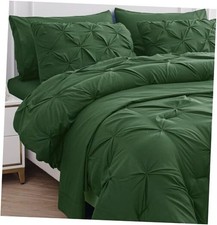 Comforter Set   5 Piece Bed in a Bag   Pinch Pleated Size Twin XL Olive Green