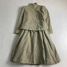Christian Dior Wool Silk Napoleon Double Breasted Jacket Flare Skirt Set M Beige