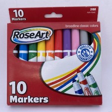 Rose Art 10 Pack BroadLine Classic Colors Markers 3188 Non-Toxic BRAND NEW