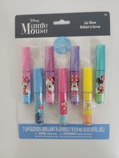 Super Sparkly Lip Gloss Set Featuring Disney Minnie Mouse - 7 Fun Flavors
