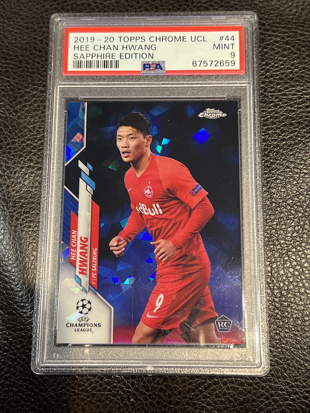Hee Chan Hwang RC 2019 Topps Chrome UEFA Sapphire KOREA #44 PSA 9