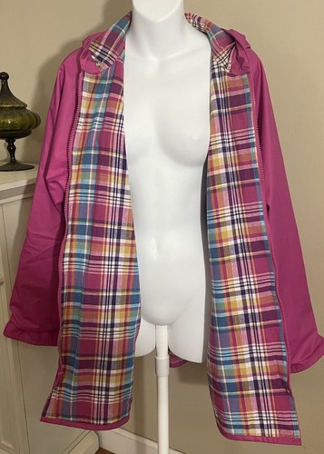 Misty Harbor Hooded Any Time Jacket Women's Size 1X Pink Plaid Lining Zip Hood - Picture 5 of 10