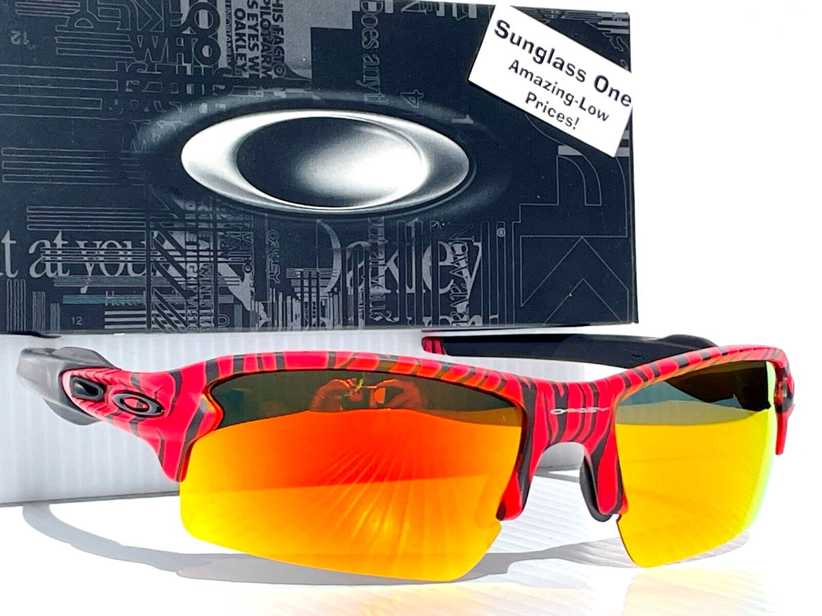 NEW Oakley FLAK 2.0 Red Tiger Stripes POLARIZED Galaxy Ruby Lens