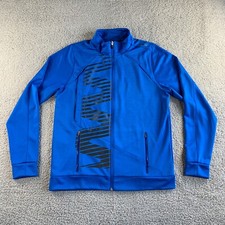 NEW Reebok Jacket Mens Large Blue Play Dry Full Zip Graphic Track Coat Lined