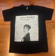 JUSTIN BIEBER 2016 PURPOSE WORLD TOUR CONCERT GRAPHIC T SHIRT BLACK Men  s Medium