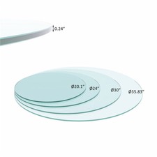 20"-36" Inch Round Tempered Glass Table Top 1/4" Inch Thick Flat Polished Edge
