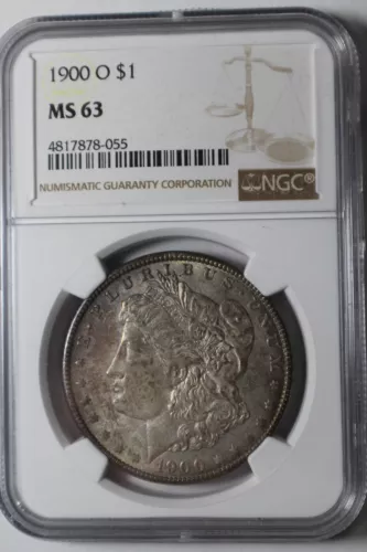 1900 O TONED Morgan Silver Dollar MS63 NGC #55 VAM 35A Die Crack in Date 