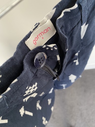 Gorman navy linen print pants size 6 | eBay